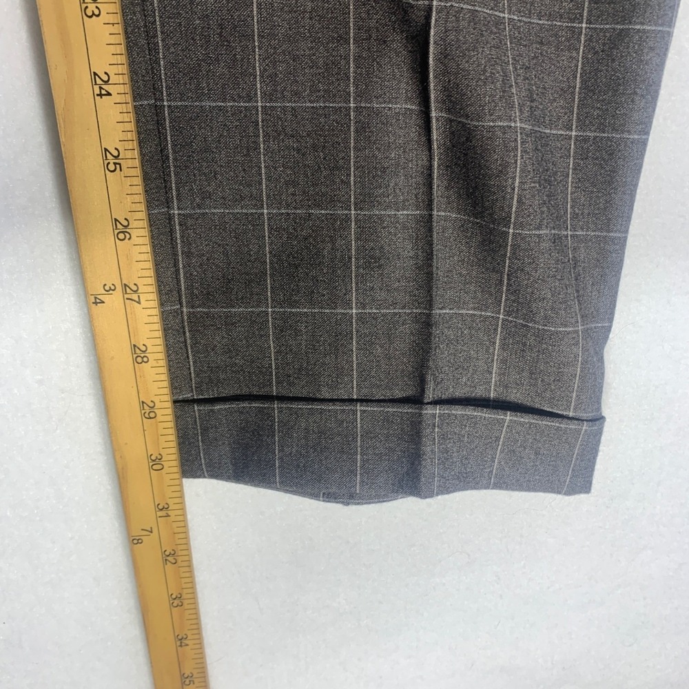 Zanella Todd Super 130s Wool Dress Pants 40x30 Gray Pleated Windowpane Italy - Picture 13 of 15